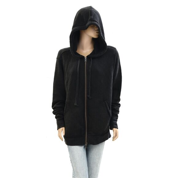 Free People Tops - Free People Zip-up Hoodie Jacket Top Oversized Cotton Slouchy Black M 278134